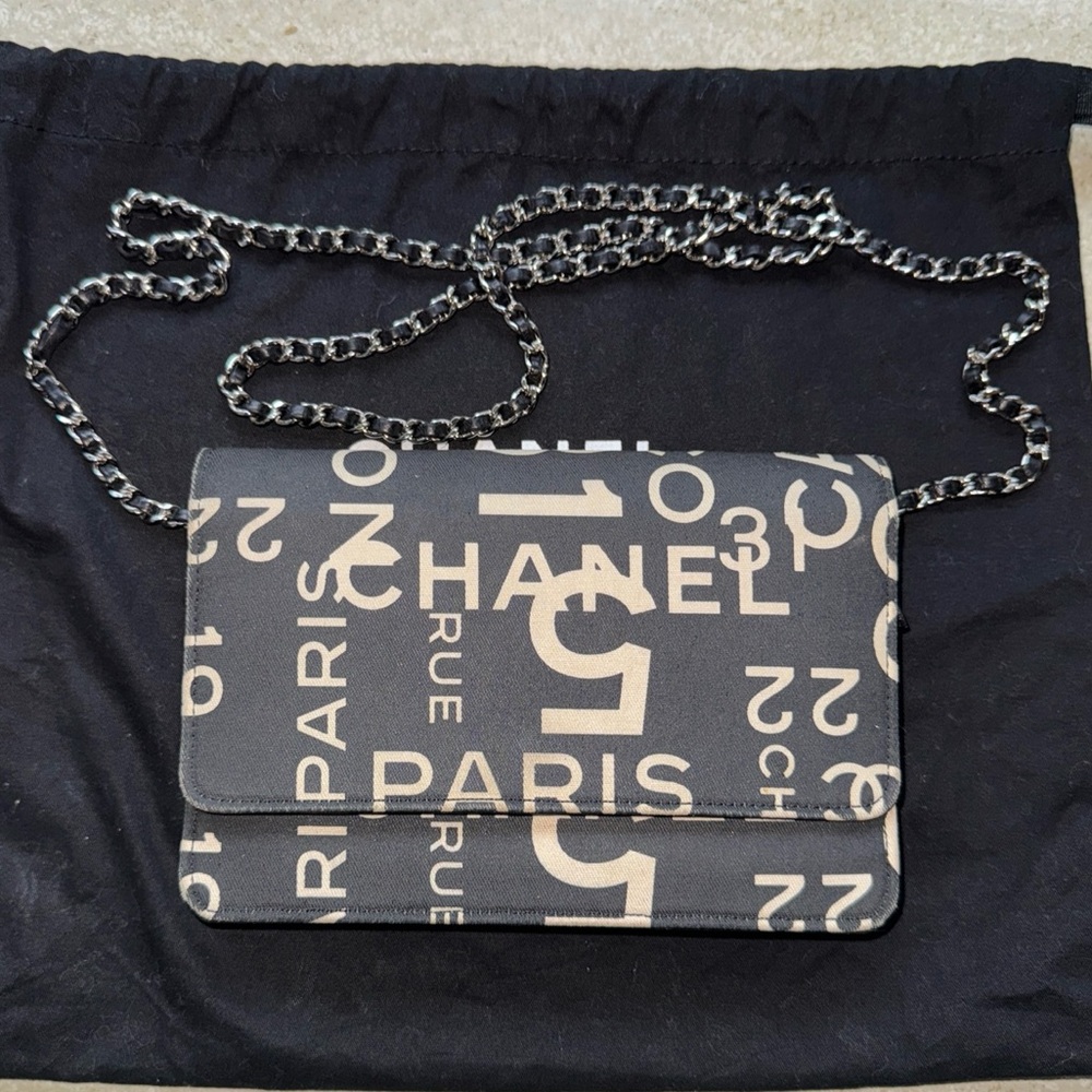 Chanel Printed Canvas Wallet on Chain